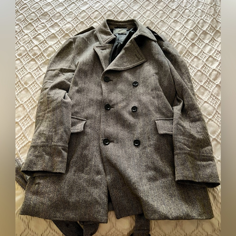 Uniqlo size XL grey wool trench coat